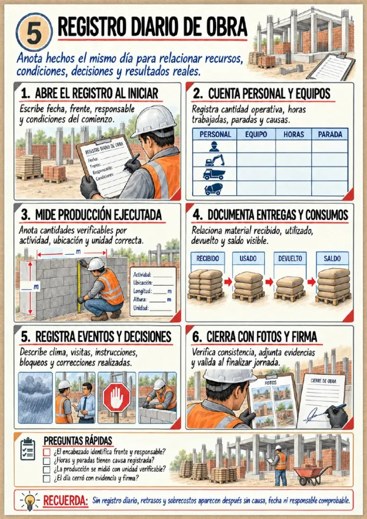 Página real: Registro diario de obra